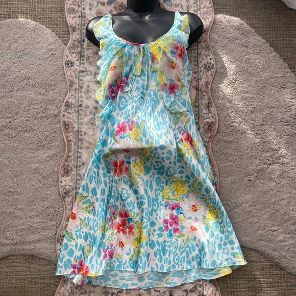 Oscar de la Renta Other - Oscar de la Renta Floral Blue Satin Nightdress